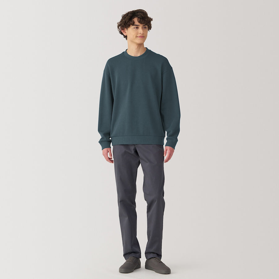 Men's Double knitted crew neck pullover Light greyXS