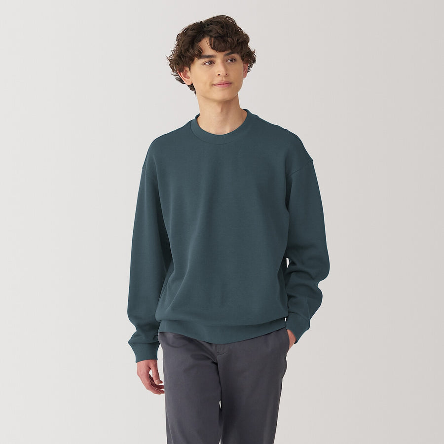 Men's Double knitted crew neck pullover Light greyXS