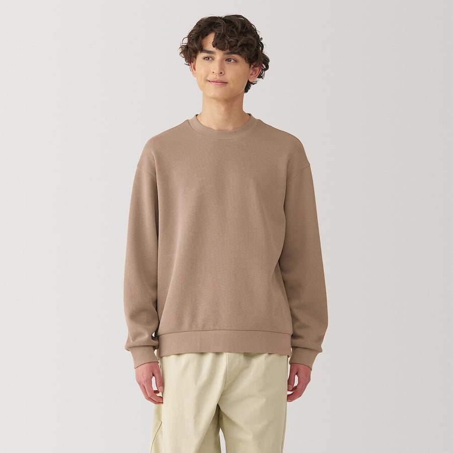 Men's Double knitted crew neck pullover Light greyXS