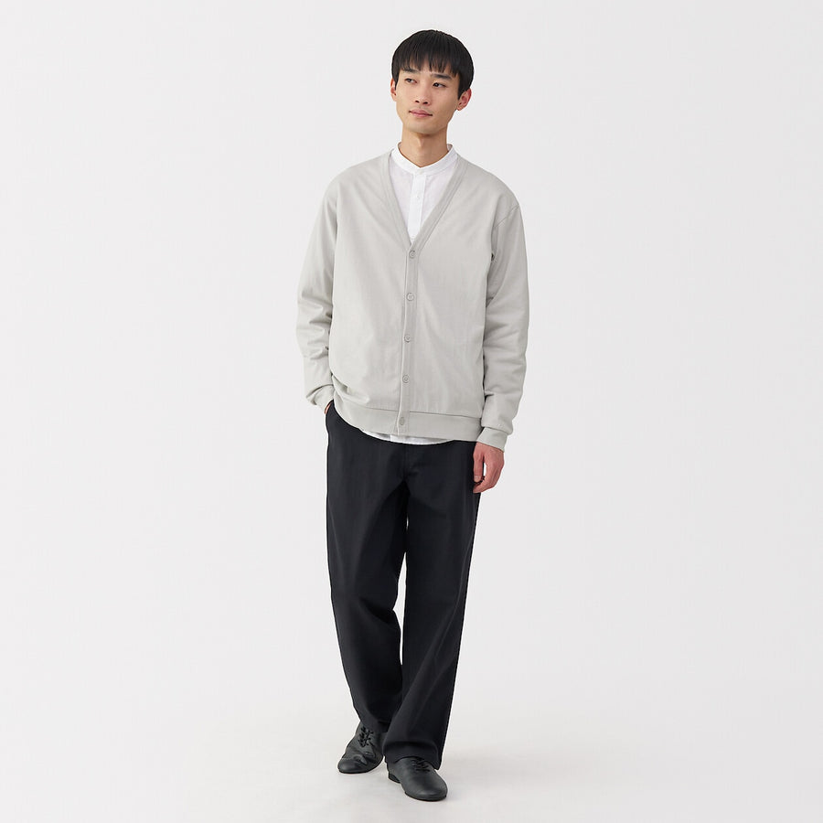 M's Washed jersey V neck cardigan(OS) Light greyXS