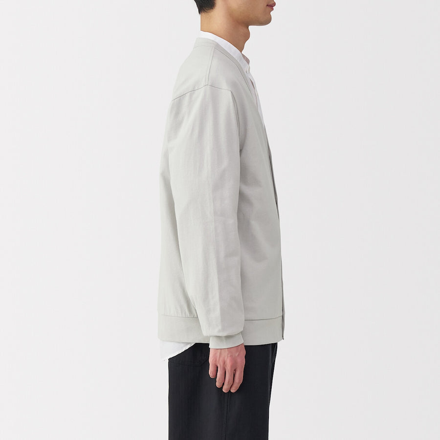 M's Washed jersey V neck cardigan(OS) Light greyXS