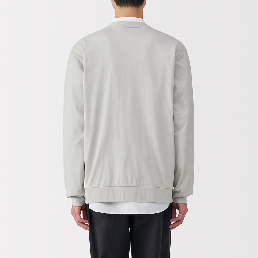 M's Washed jersey V neck cardigan(OS) Light greyXS