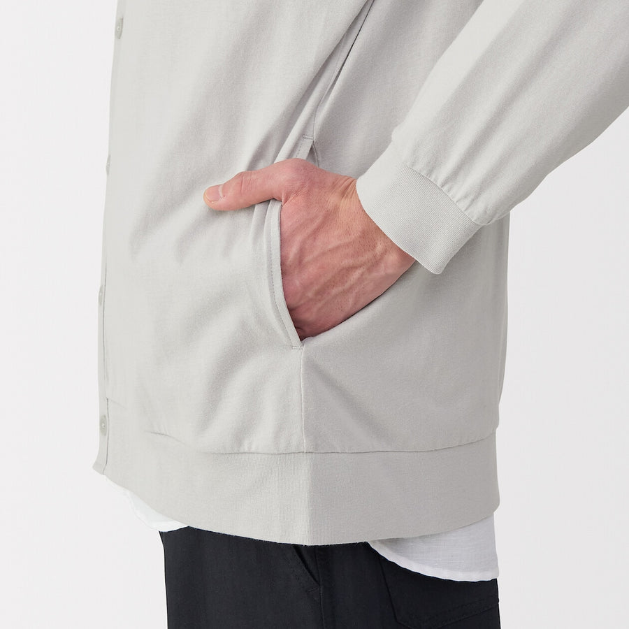 M's Washed jersey V neck cardigan(OS) Light greyXS