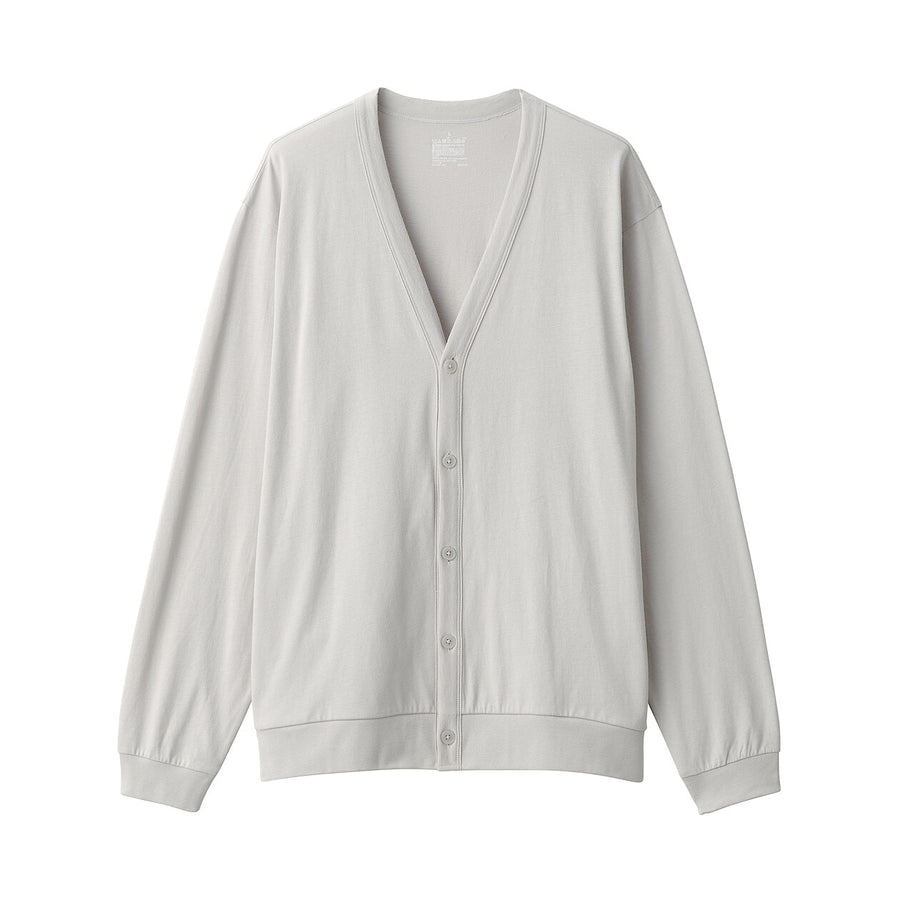 M's Washed jersey V neck cardigan(OS) Light greyXS