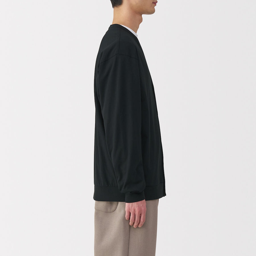 M's Washed jersey V neck cardigan(OS) Light greyXS