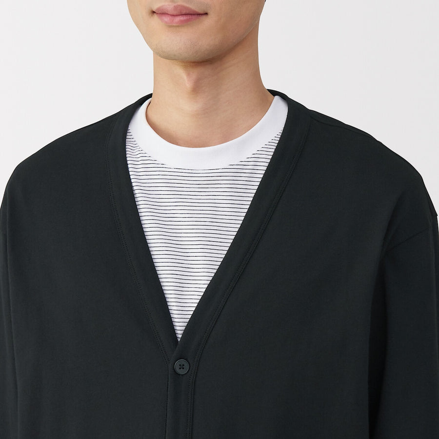 M's Washed jersey V neck cardigan(OS) Light greyXS
