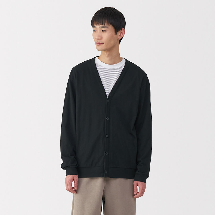 M's Washed jersey V neck cardigan(OS) Light greyXS