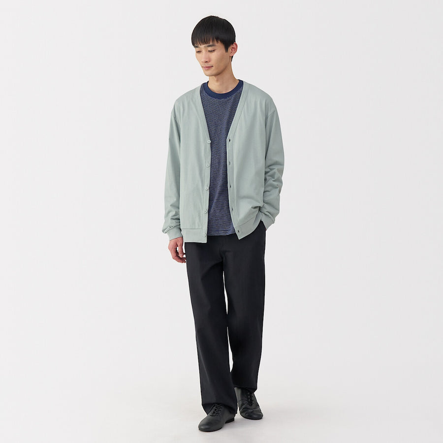 M's Washed jersey V neck cardigan(OS) Light greyXS