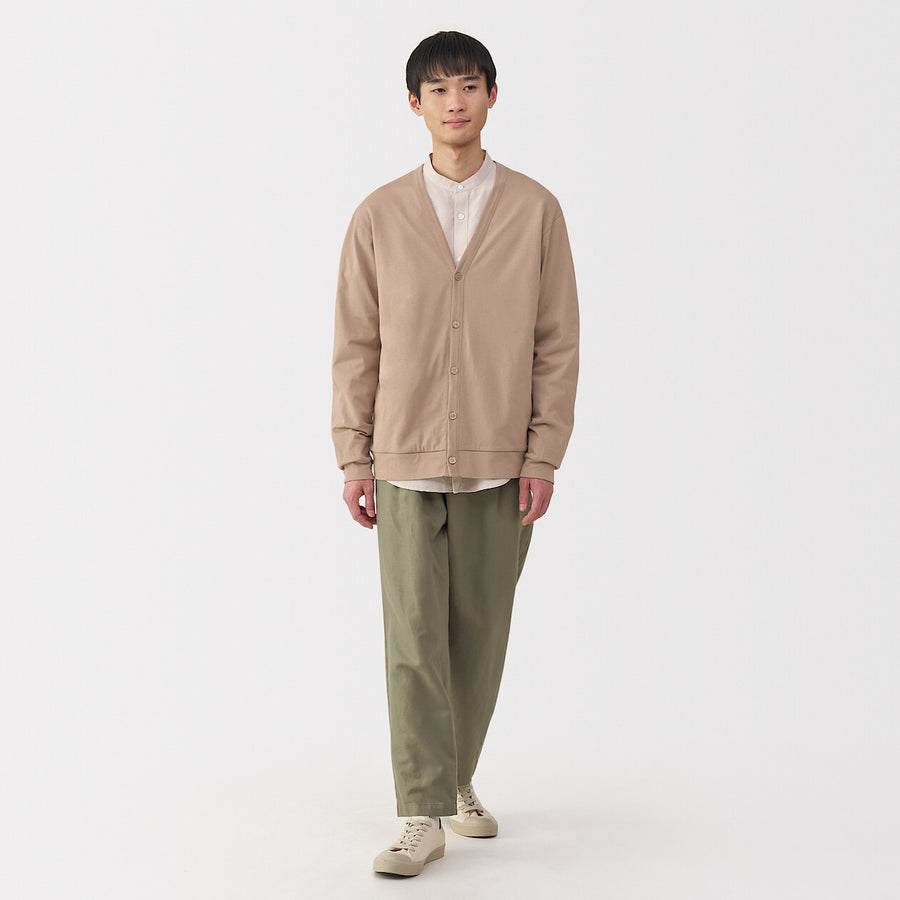 M's Washed jersey V neck cardigan(OS) Light greyXS