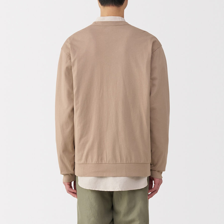 M's Washed jersey V neck cardigan(OS) Light greyXS