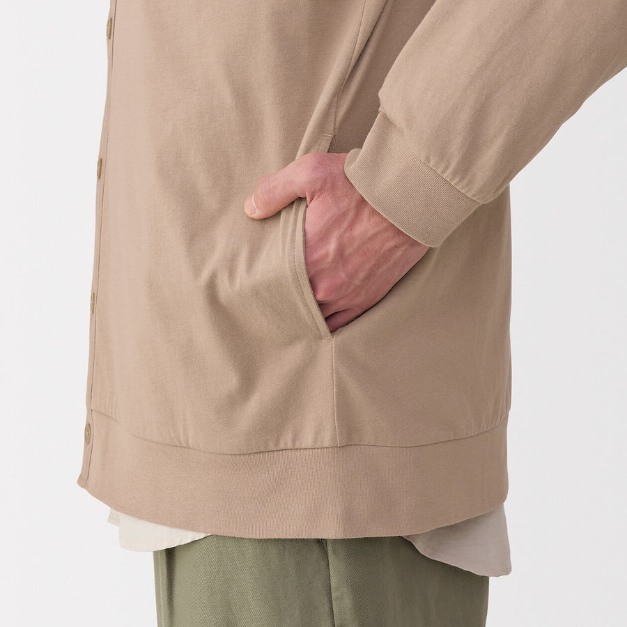 M's Washed jersey V neck cardigan(OS) Light greyXS