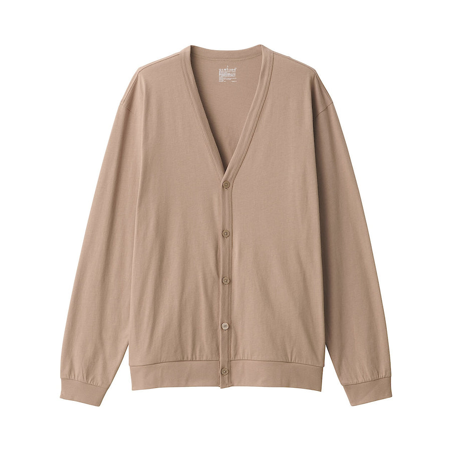 M's Washed jersey V neck cardigan(OS) Light greyXS