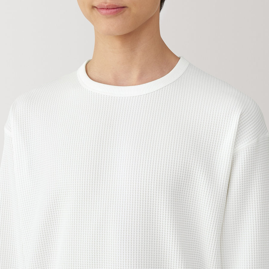 M's UV protection quick dry waffle crewneck LS TeeOff whtXS