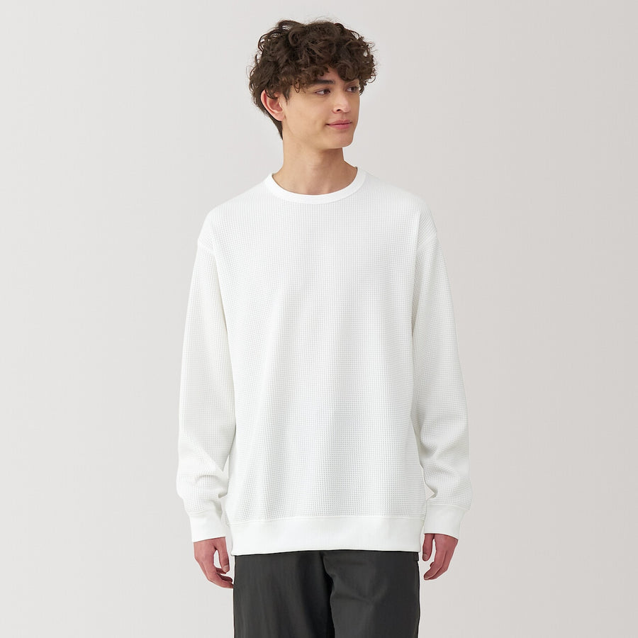 M's UV protection quick dry waffle crewneck LS TeeOff whtXS