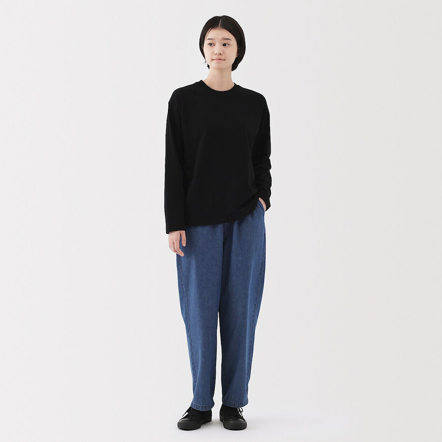 Washed Denim Easy Tapered Pants