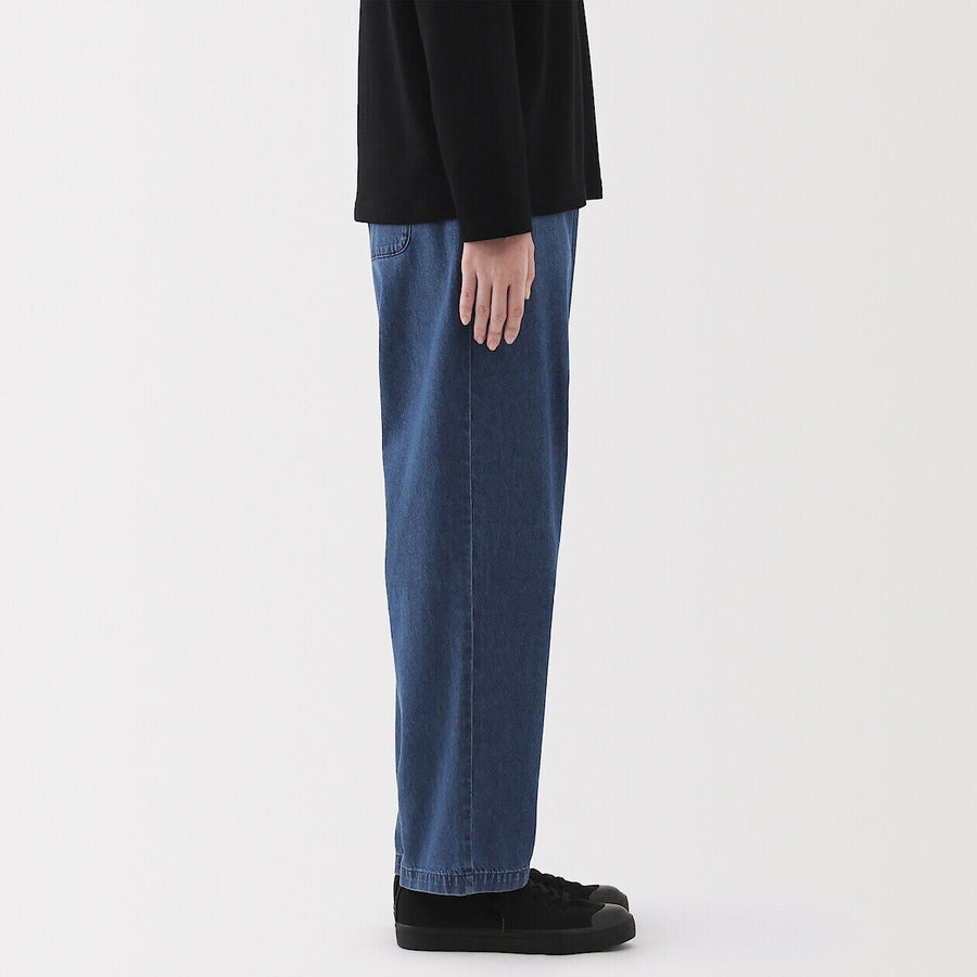 Washed Denim Easy Tapered Pants