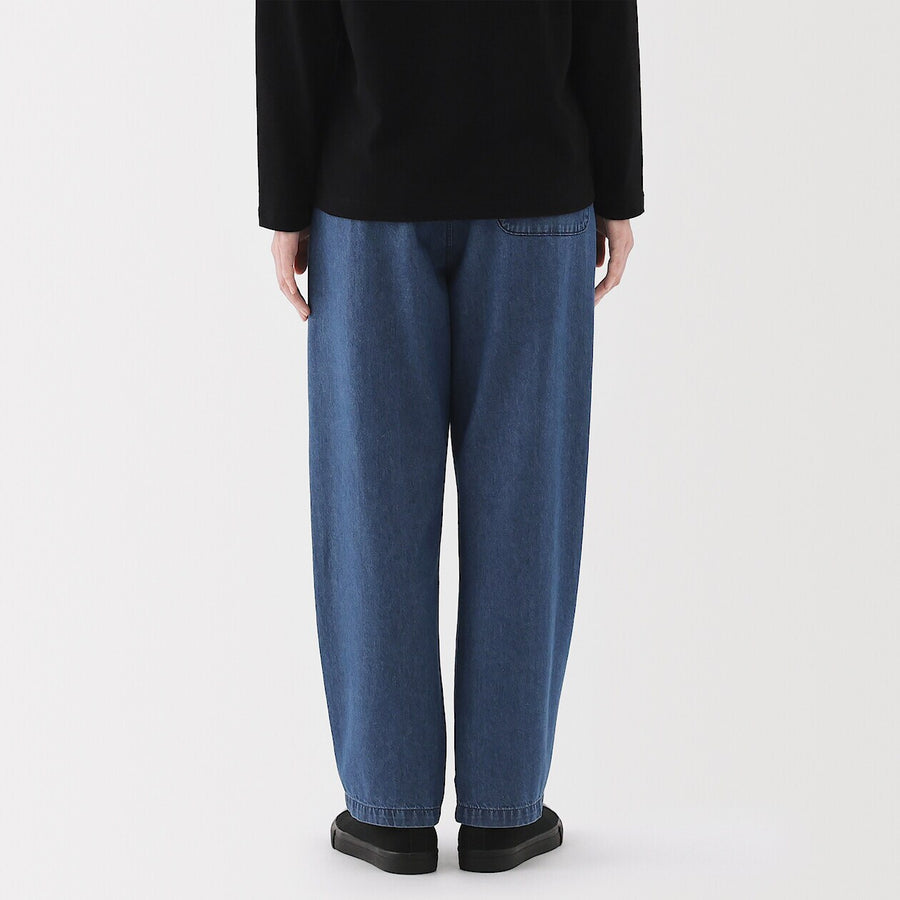 Washed Denim Easy Tapered Pants