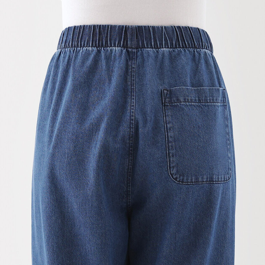 Washed Denim Easy Tapered Pants