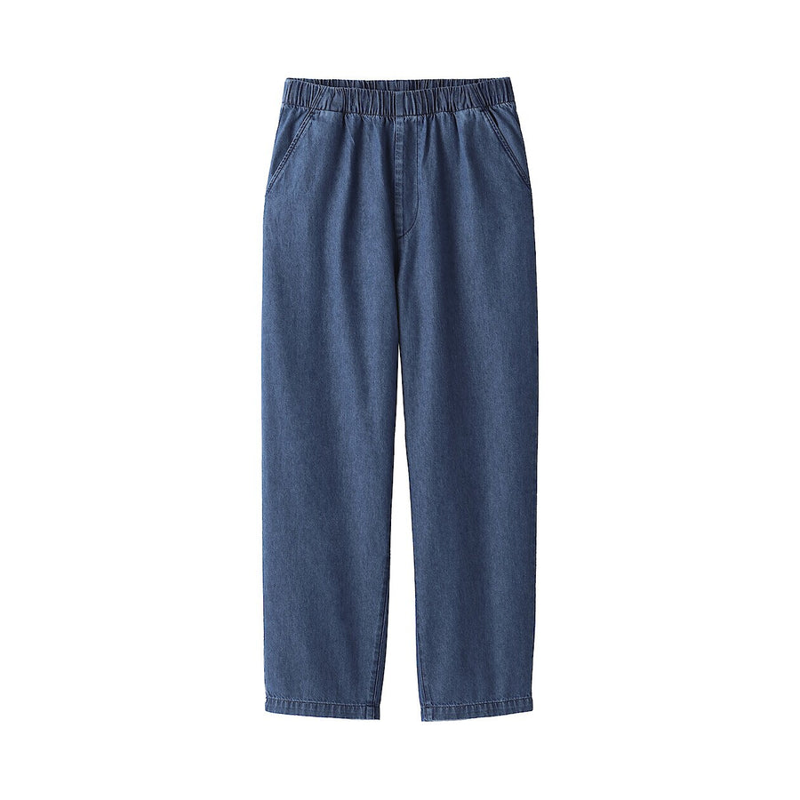 Washed Denim Easy Tapered Pants