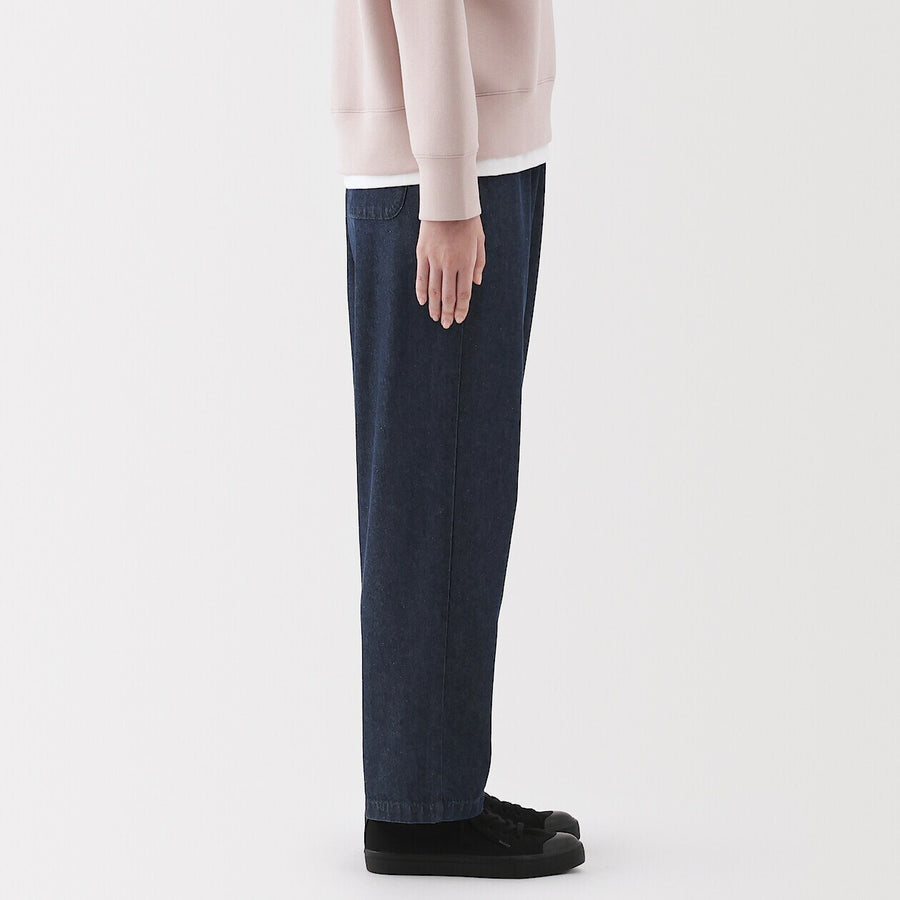 Washed Denim Easy Tapered Pants