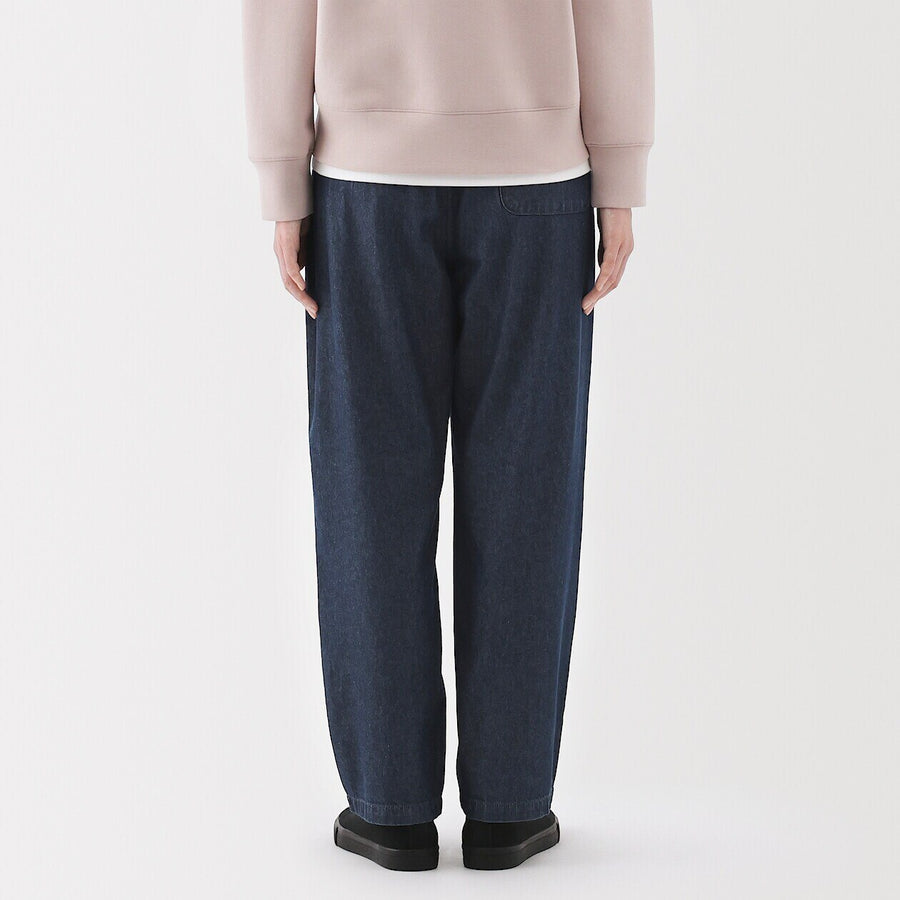 Washed Denim Easy Tapered Pants