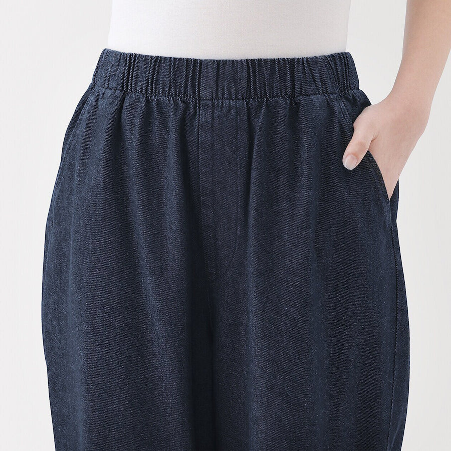 Washed Denim Easy Tapered Pants
