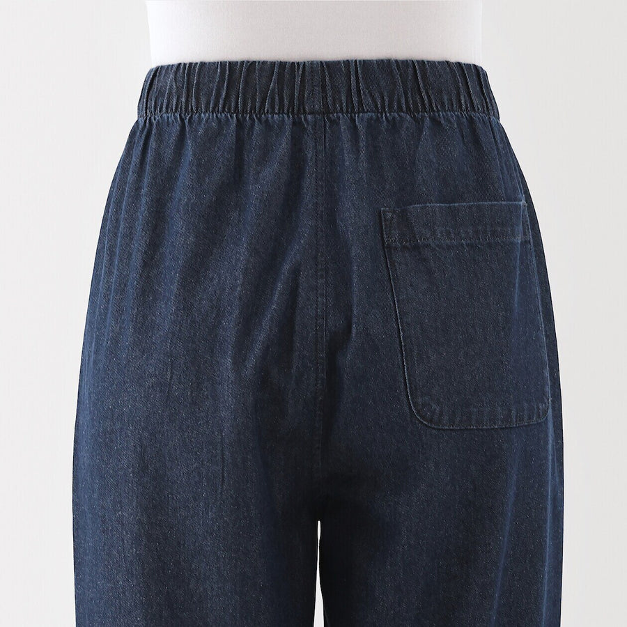 Washed Denim Easy Tapered Pants
