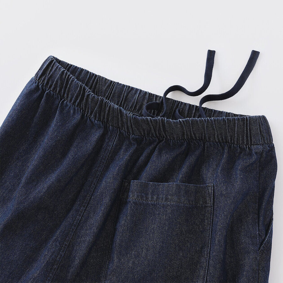 Washed Denim Easy Tapered Pants