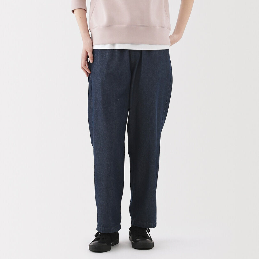 Washed Denim Easy Tapered Pants