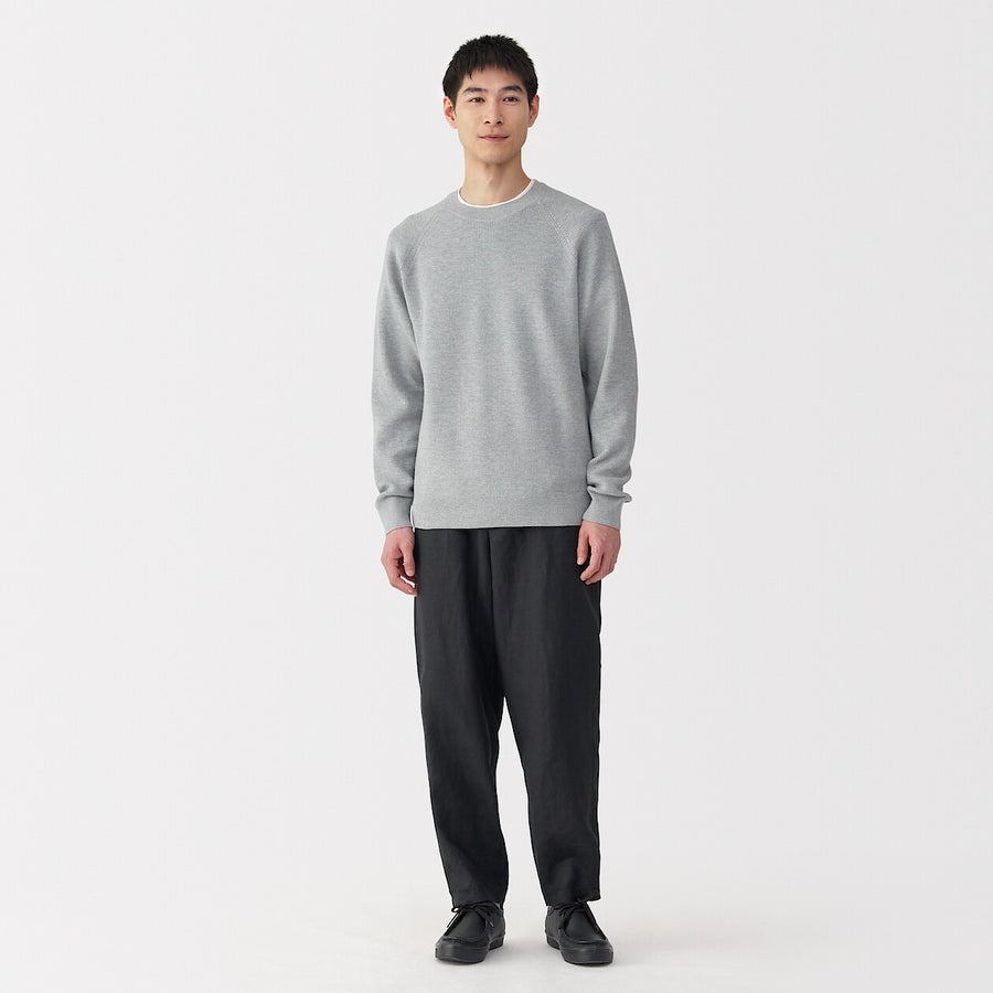 M's Washable ribbed crew neck sweater GreyXS