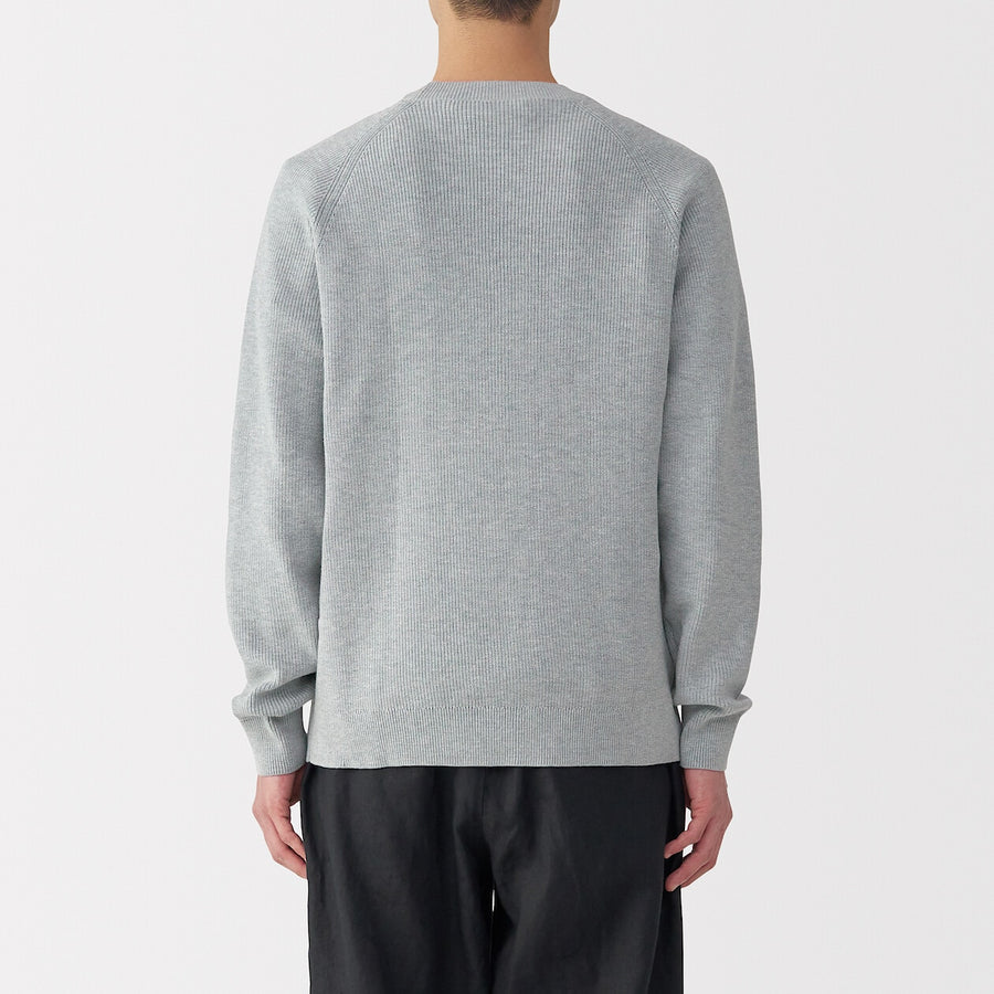 M's Washable ribbed crew neck sweater GreyXS