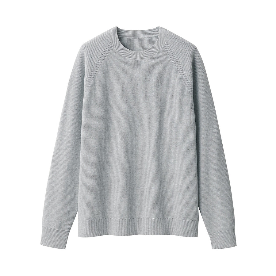 M's Washable ribbed crew neck sweater GreyXS