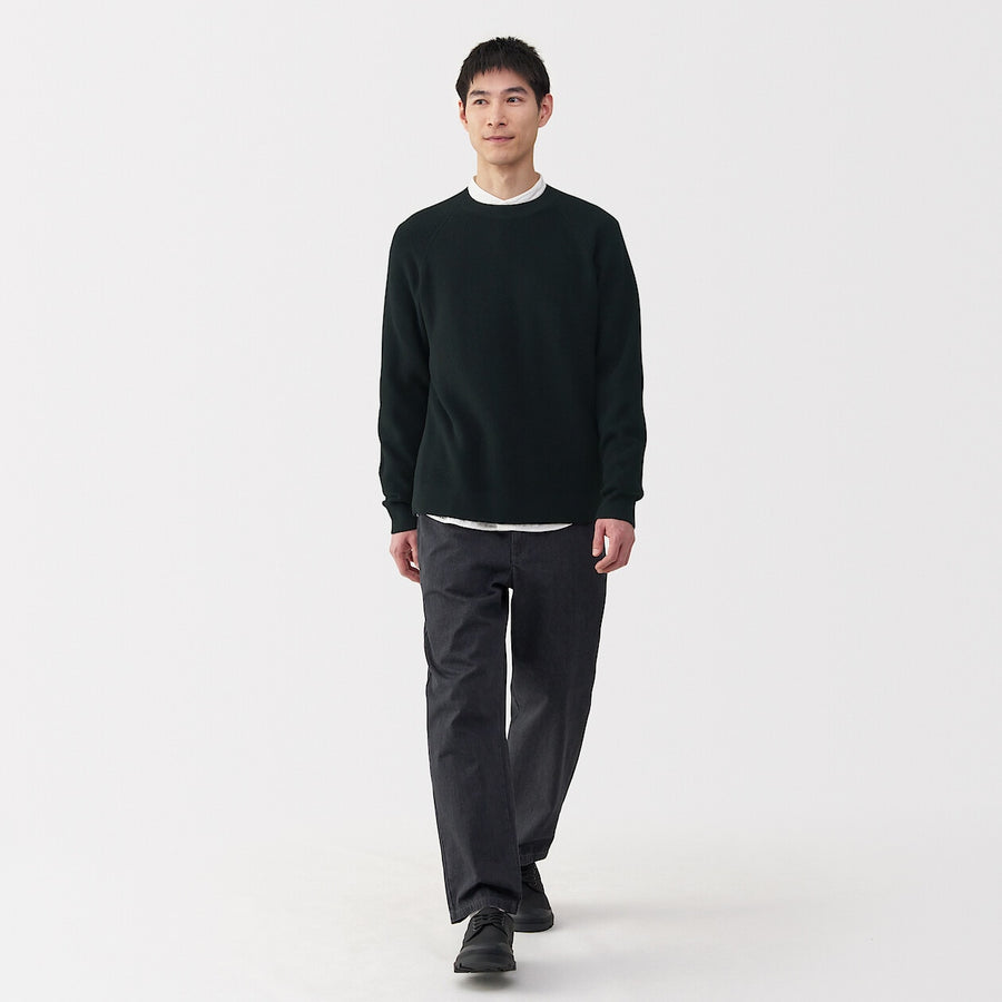 M's Washable ribbed crew neck sweater GreyXS