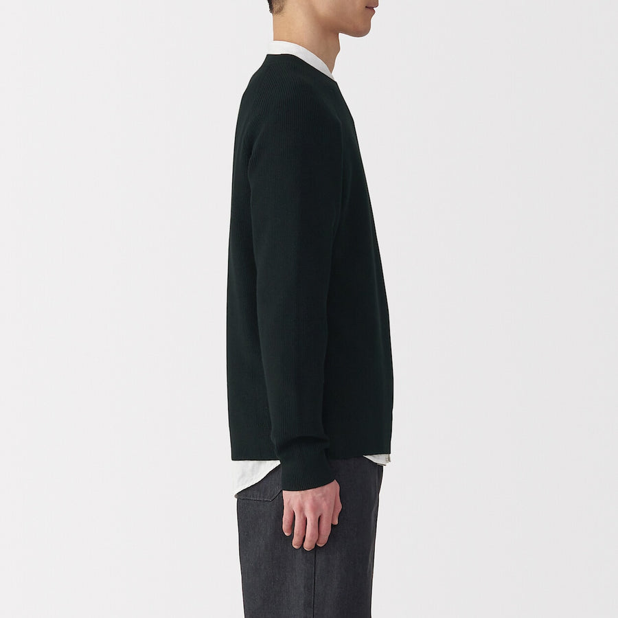 M's Washable ribbed crew neck sweater GreyXS