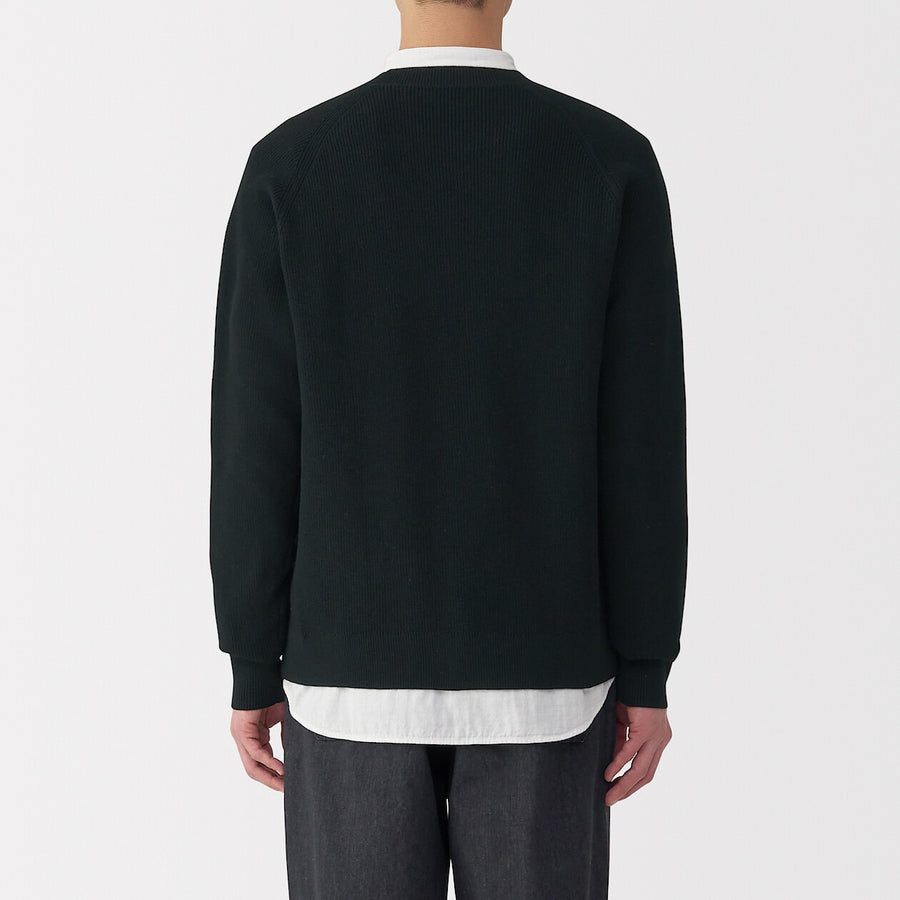 M's Washable ribbed crew neck sweater GreyXS