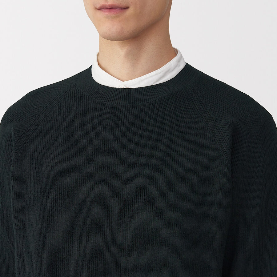 M's Washable ribbed crew neck sweater GreyXS