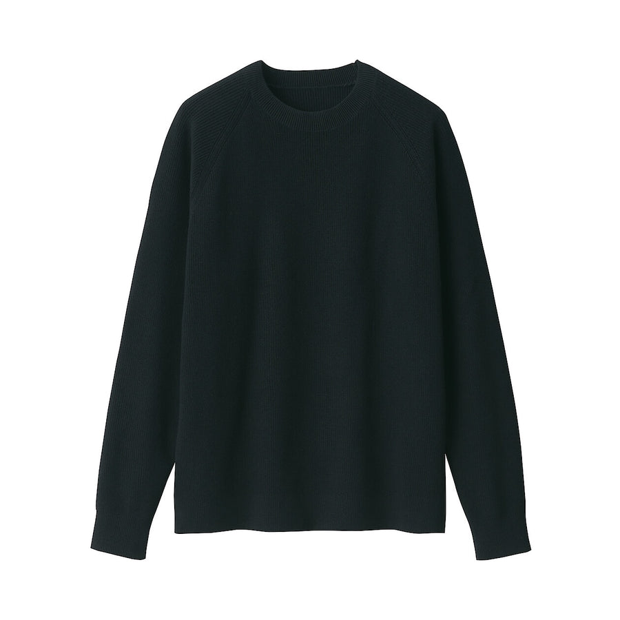 M's Washable ribbed crew neck sweater GreyXS
