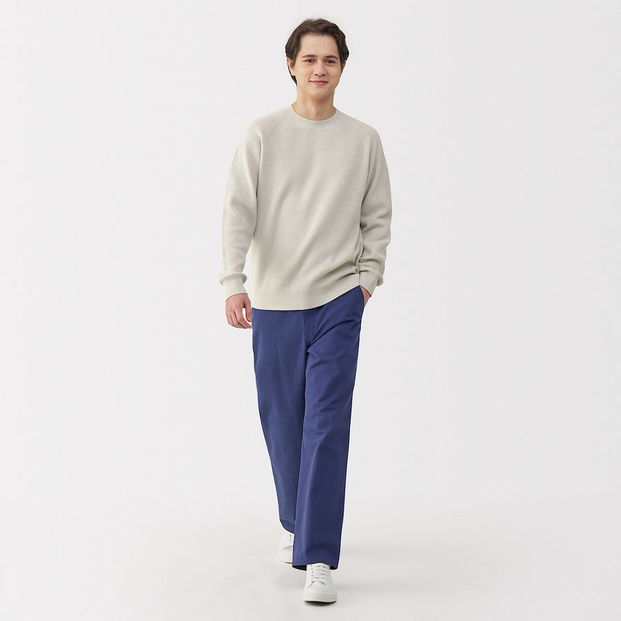 M's Washable ribbed crew neck sweater GreyXS