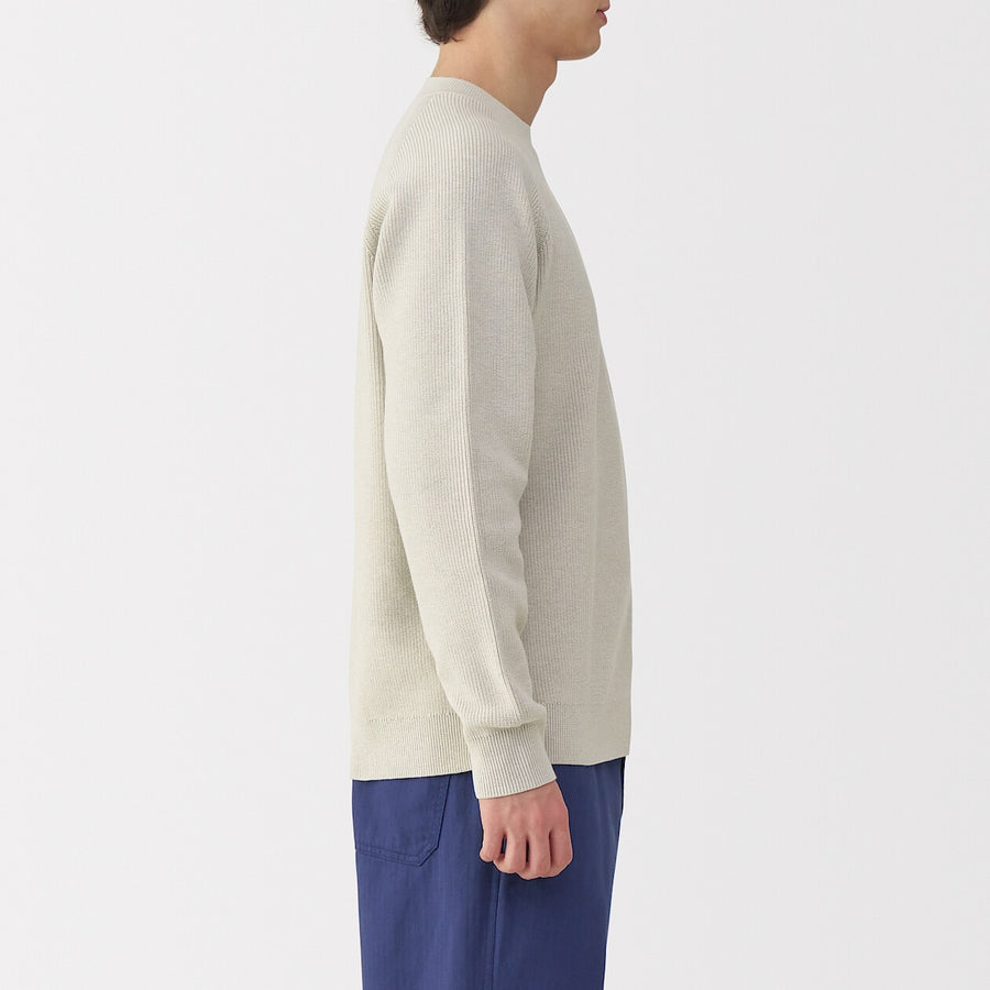M's Washable ribbed crew neck sweater GreyXS