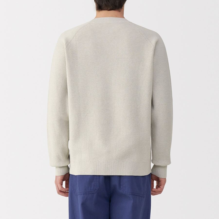 M's Washable ribbed crew neck sweater GreyXS