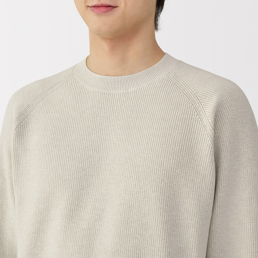 M's Washable ribbed crew neck sweater GreyXS