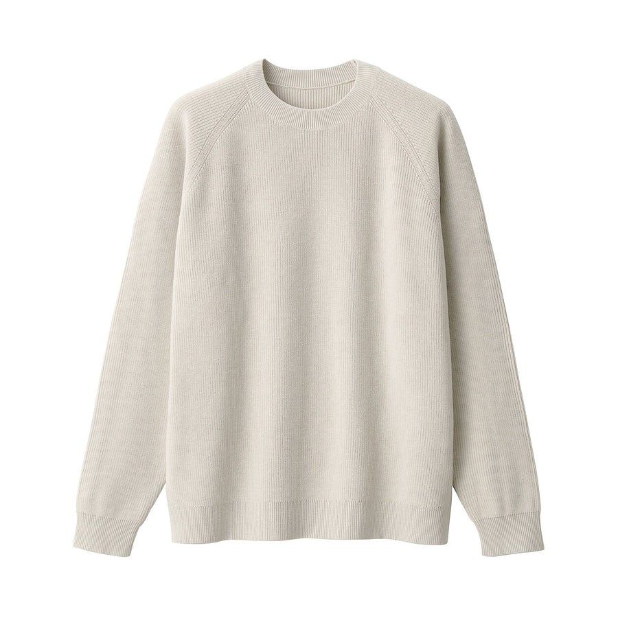 M's Washable ribbed crew neck sweater GreyXS