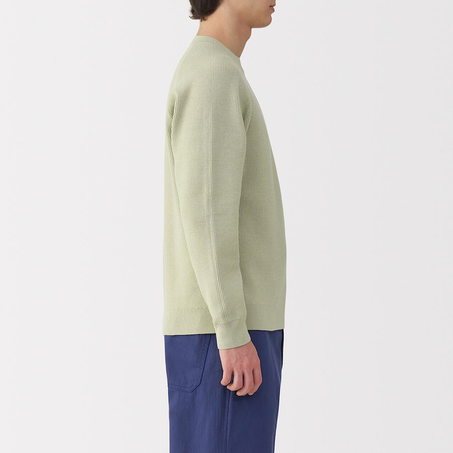 M's Washable ribbed crew neck sweater GreyXS