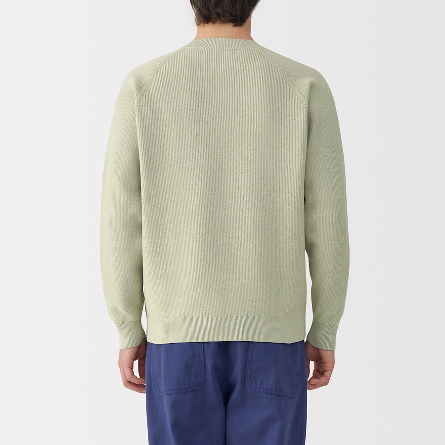 M's Washable ribbed crew neck sweater GreyXS