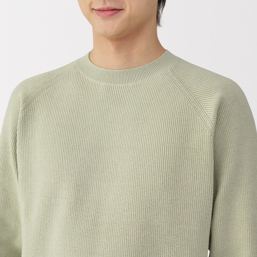 M's Washable ribbed crew neck sweater GreyXS