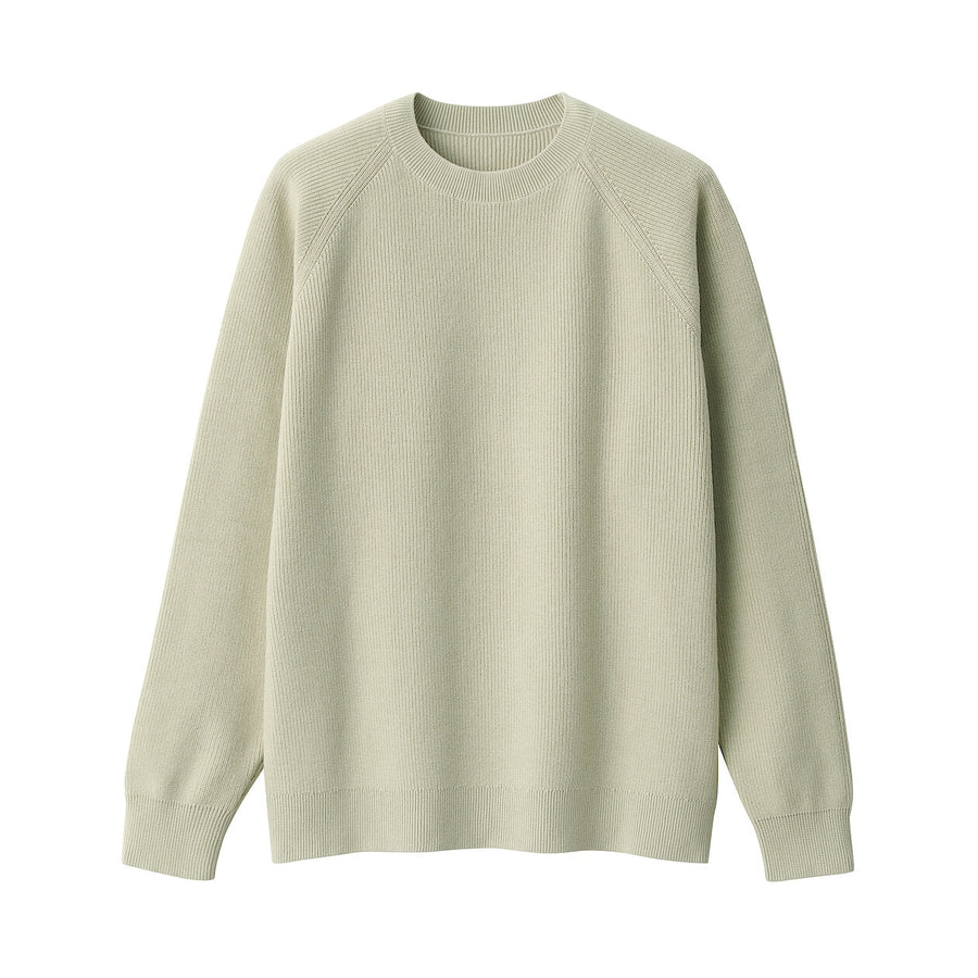 M's Washable ribbed crew neck sweater GreyXS