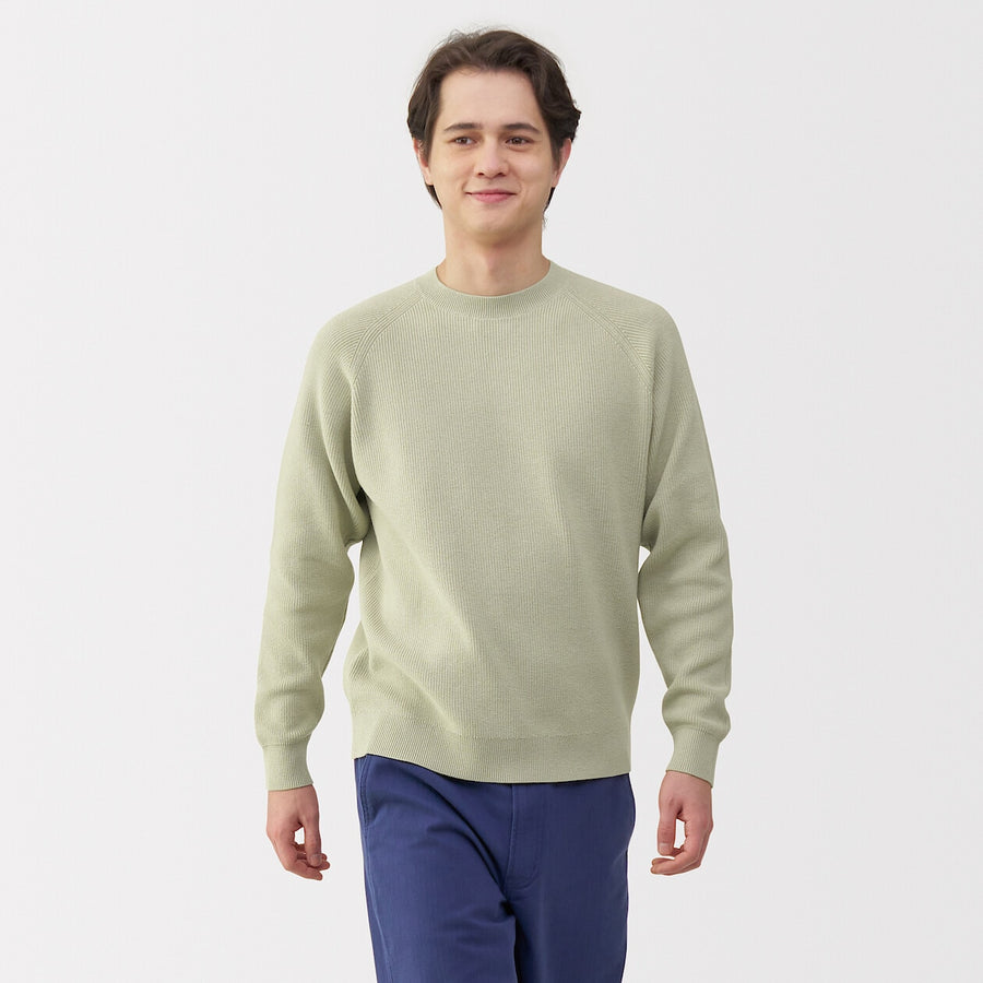 M's Washable ribbed crew neck sweater GreyXS