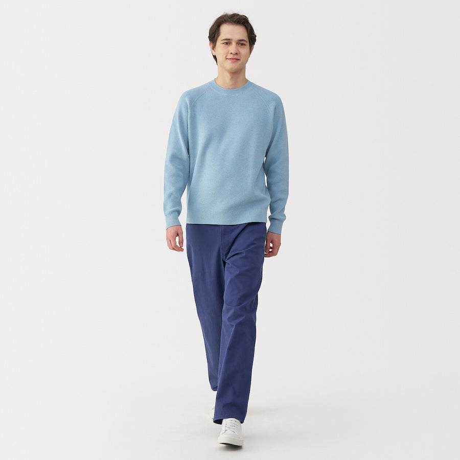 M's Washable ribbed crew neck sweater GreyXS