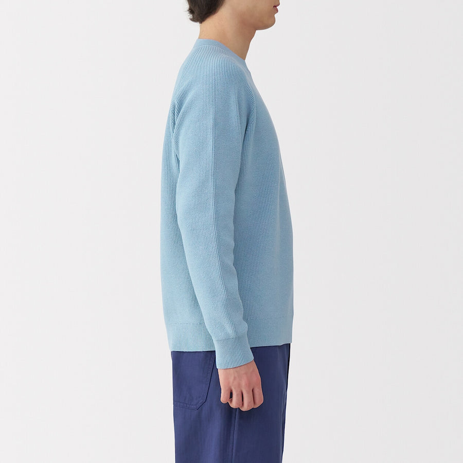 M's Washable ribbed crew neck sweater GreyXS