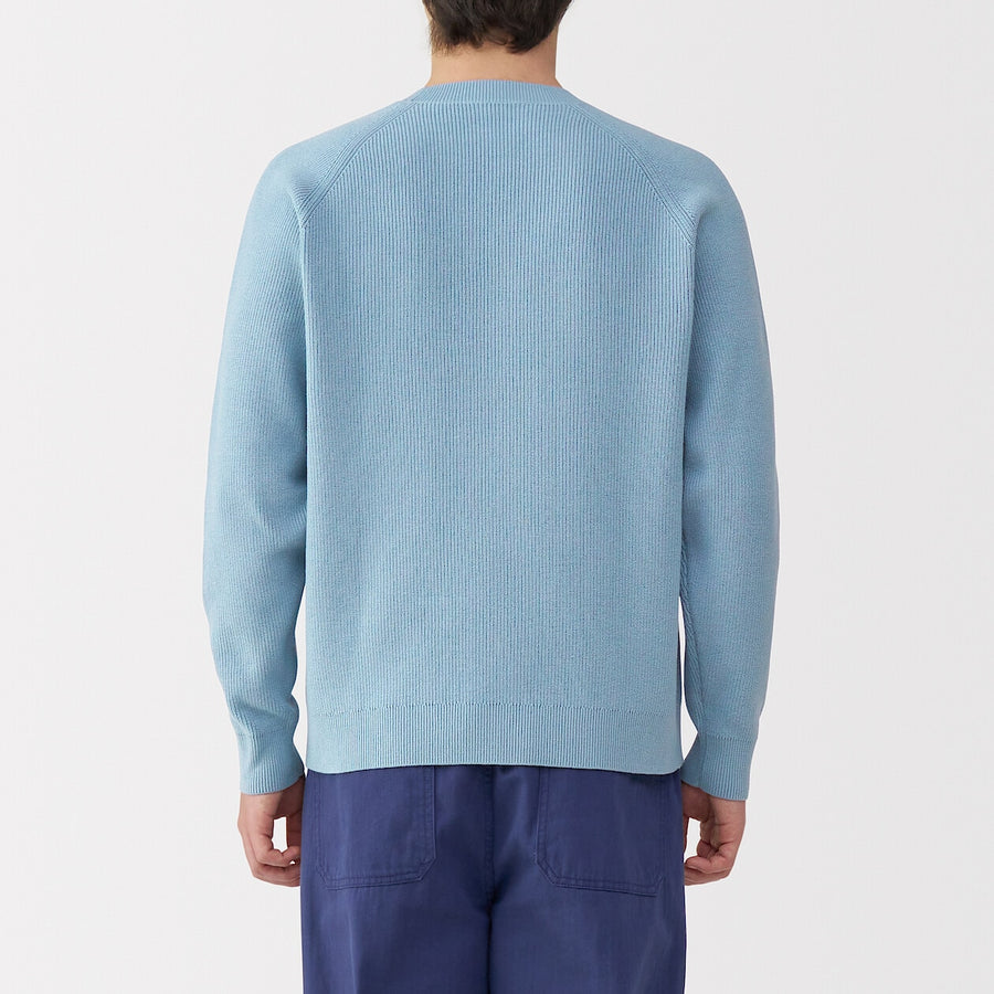 M's Washable ribbed crew neck sweater GreyXS